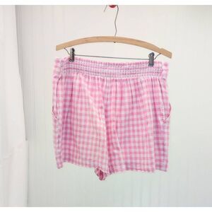 Crown and ivy pink and white gingham,High Waisted, linen shorts size large